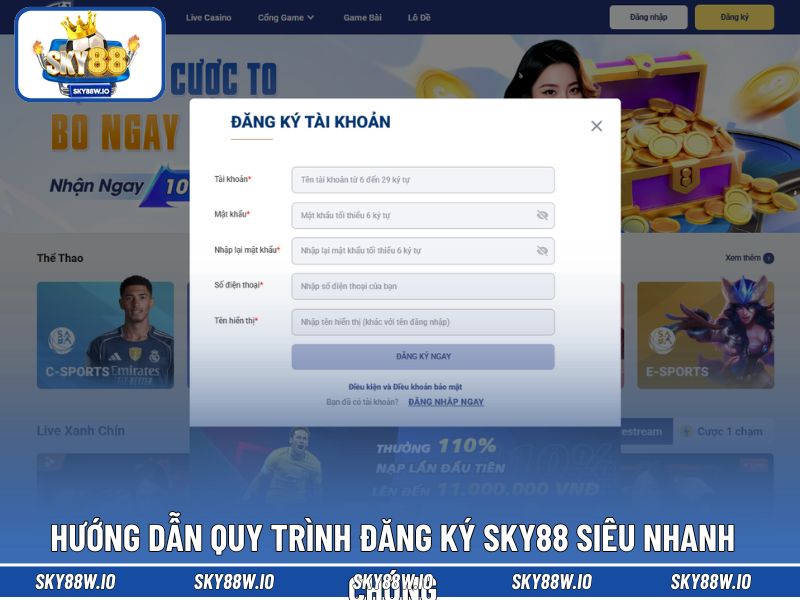 Hướng dẫn quy trình đăng ký SKY88 siêu nhanh chóng