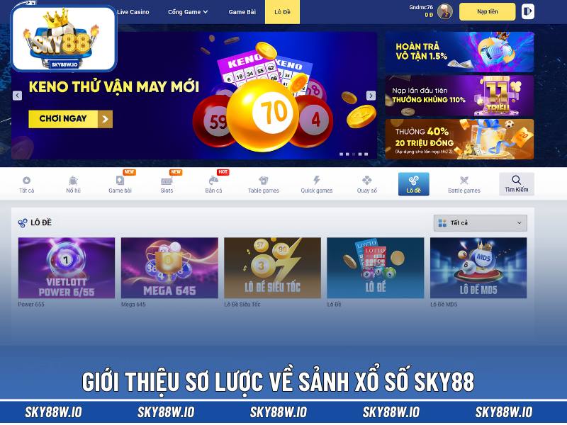 Giới thiệu sơ lược về sảnh xổ số SKY88
