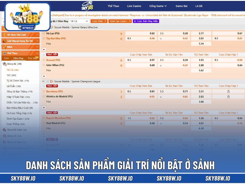 Danh sách sản phẩm giải trí nổi bật ở sảnh